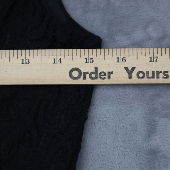 Diva USA Dress Womens L Black Laced Round Neck Sleeveless A Line Back Zip - Picture 4 of 16